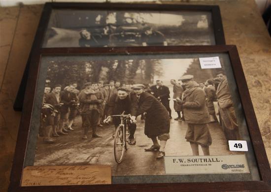 Vintage cycling- a Brooks bicycle seat and 2 photos